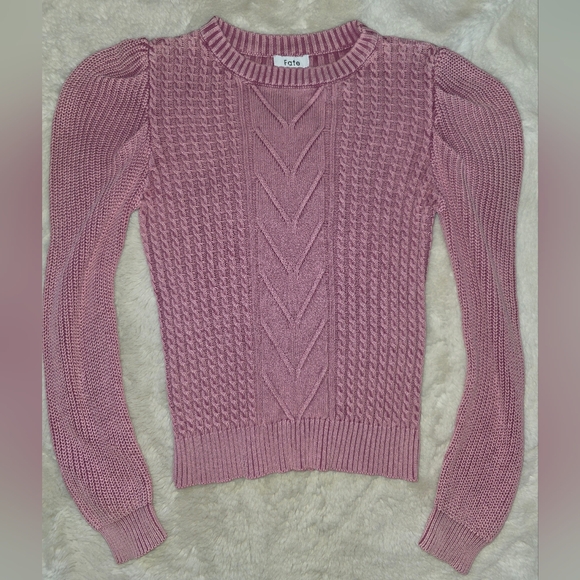 Fate Pink/Purple Puff Shoulder Sweater Size S NWOT - Picture 1 of 7
